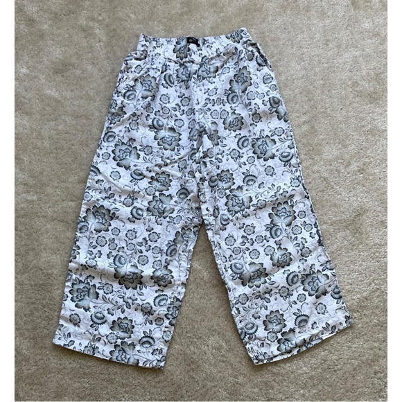 Tahari Wide Leg Pants • Linen Palazzo Pants • Cropped Pull On Pants - Picture 2 of 3